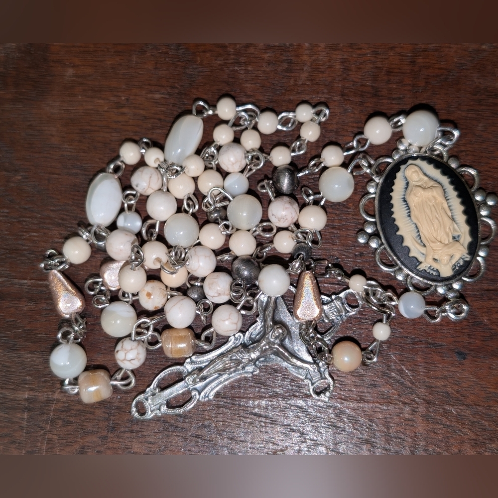 Elegant Silver and Black Religious Pendant Necklace